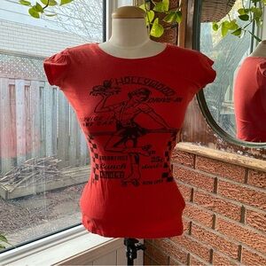 Atmosphere Red Hollywood Drive-in vintage trendy baby tee tshirt size 6
